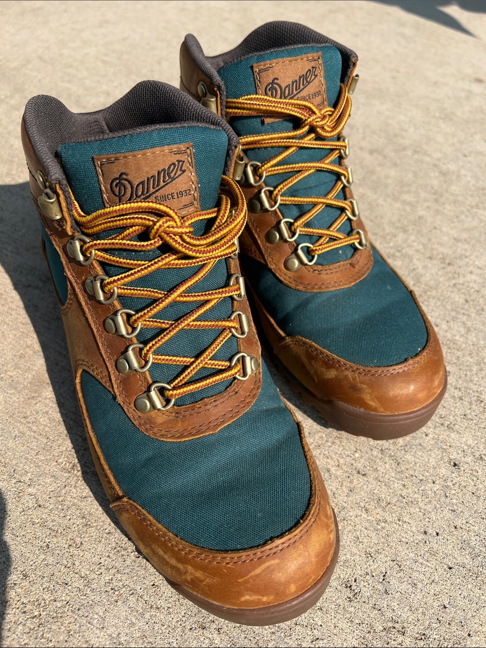 Danner Jag Teal and Brown Leather-Trim Hiking Boots